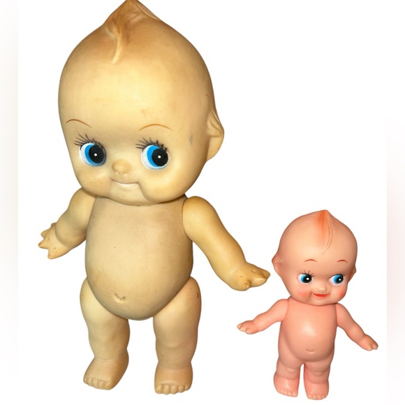 Pair of vintage retro mcm rubber Kewpie Dolls 8” and 4” need some TLC - Picture 1 of 4